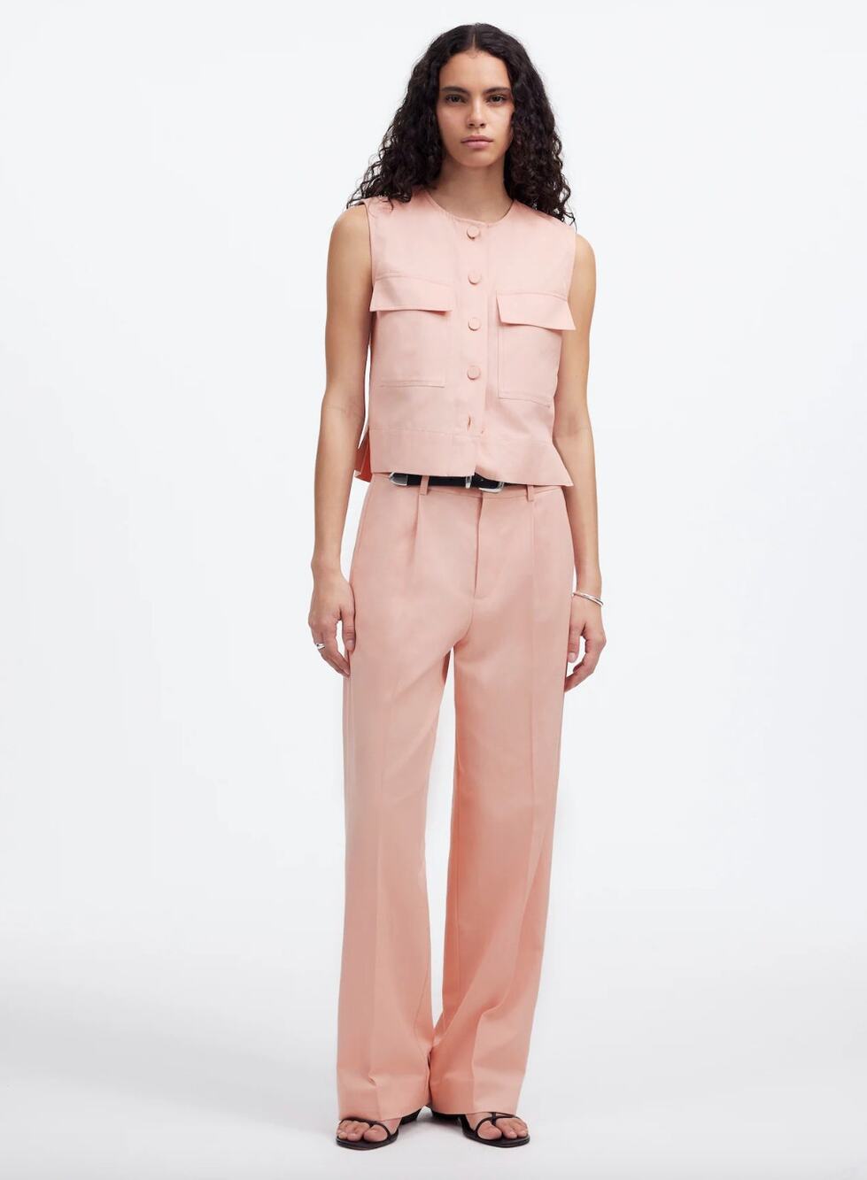Madewell Slouchy Straight Pants Drapey Twill Relaxed Pale Blush Pink US 4 NWT